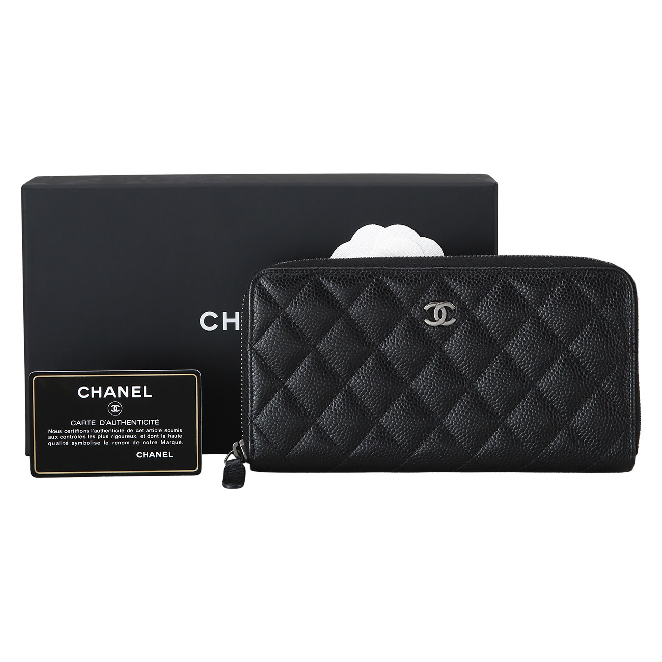 CHANEL(USED)샤넬 캐비어 지퍼 장지갑