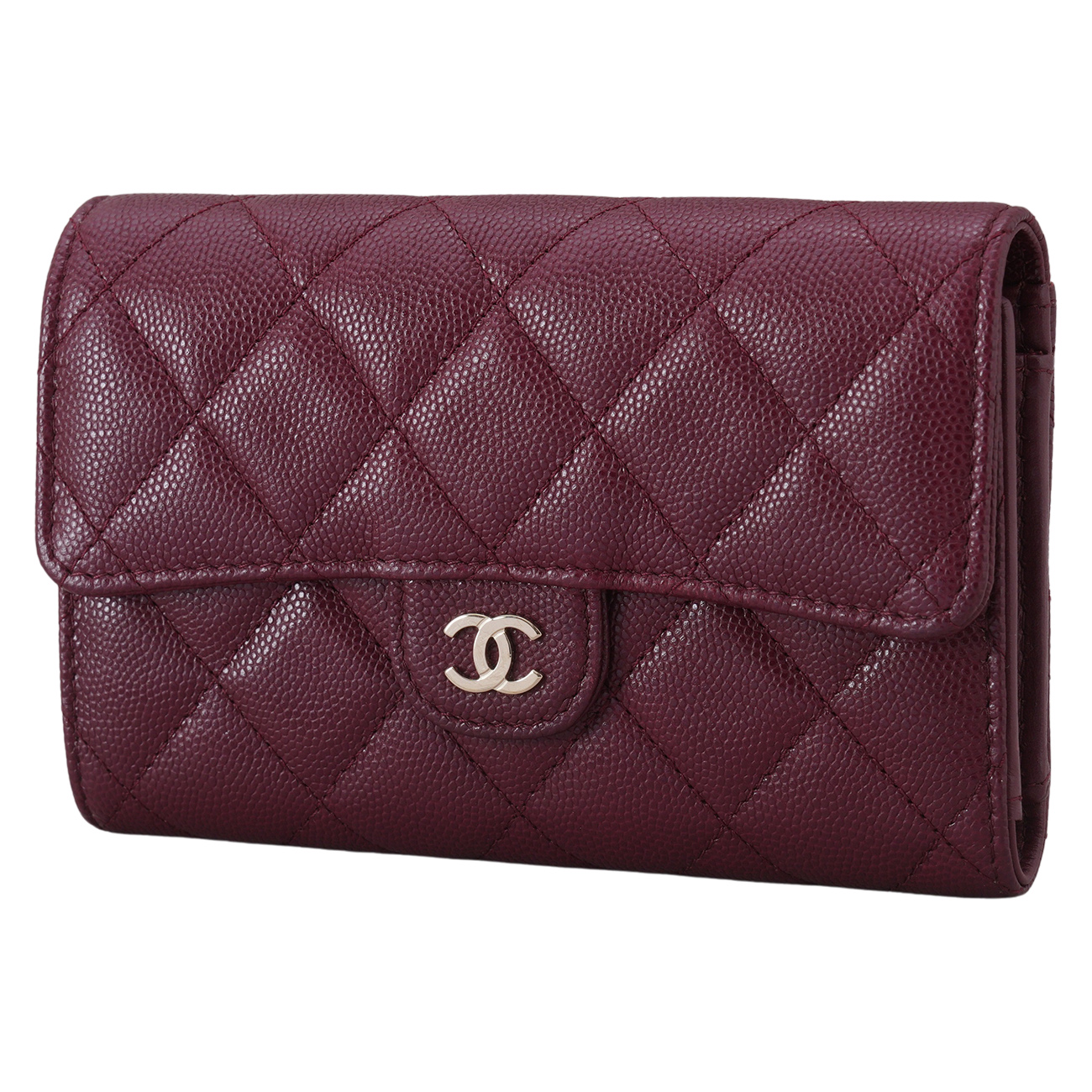 CHANEL(USED)샤넬 캐비어 클래식 중지갑 버건디