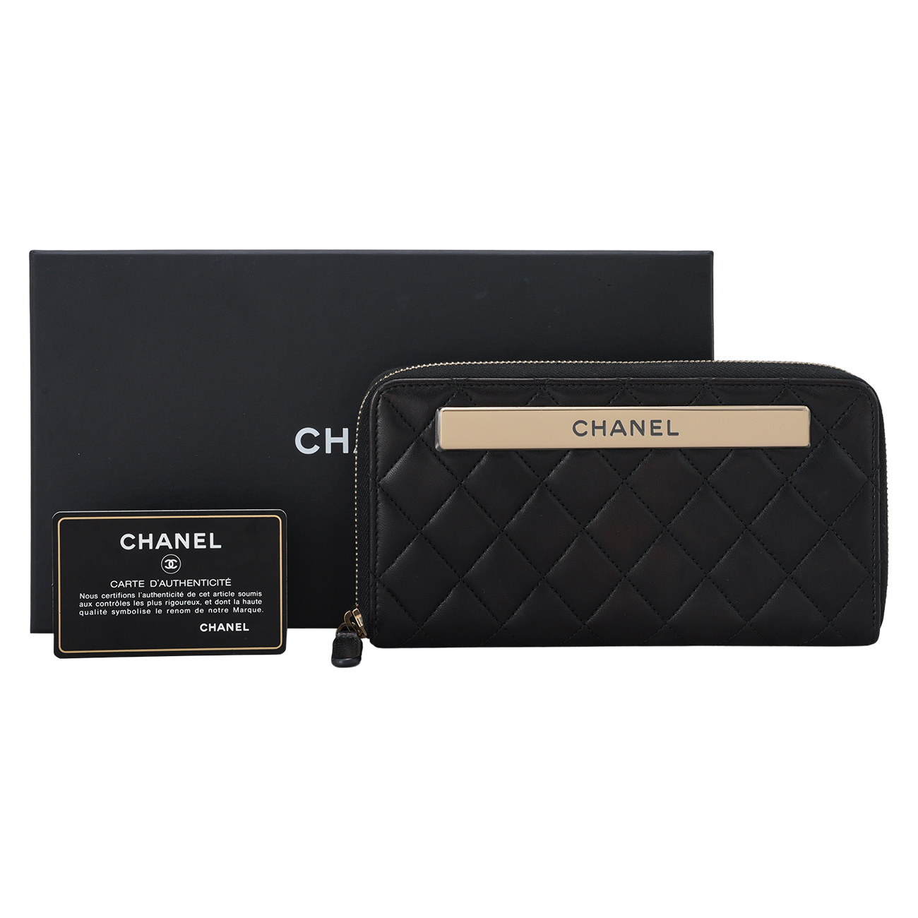 CHANEL(USED)샤넬 A80979 램스킨 지퍼 장지갑