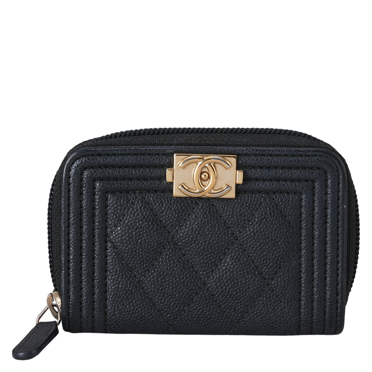 CHANEL(USED)샤넬 캐비어 보이샤넬 지퍼 카드지갑
