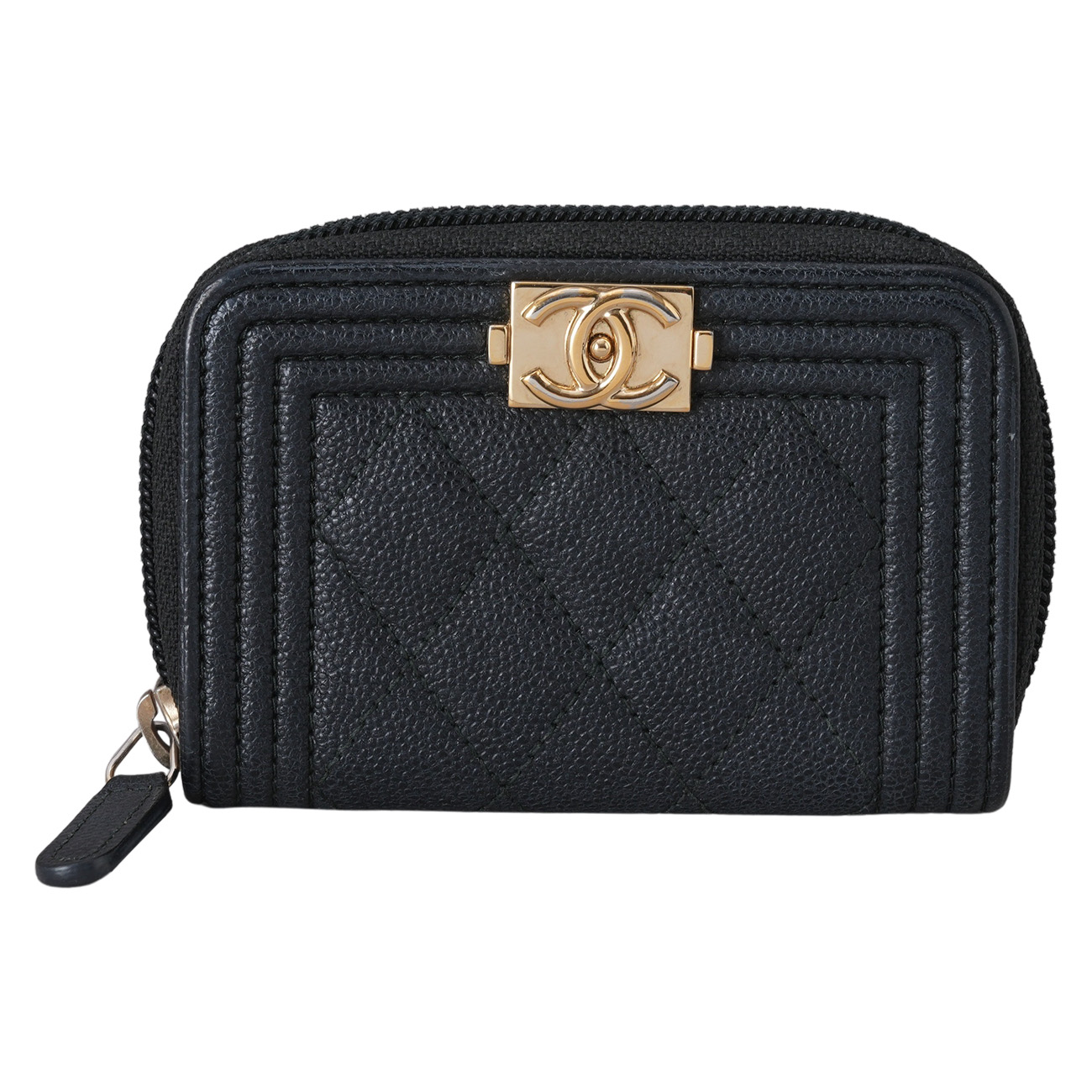 CHANEL(USED)샤넬 캐비어 보이샤넬 지퍼 카드지갑