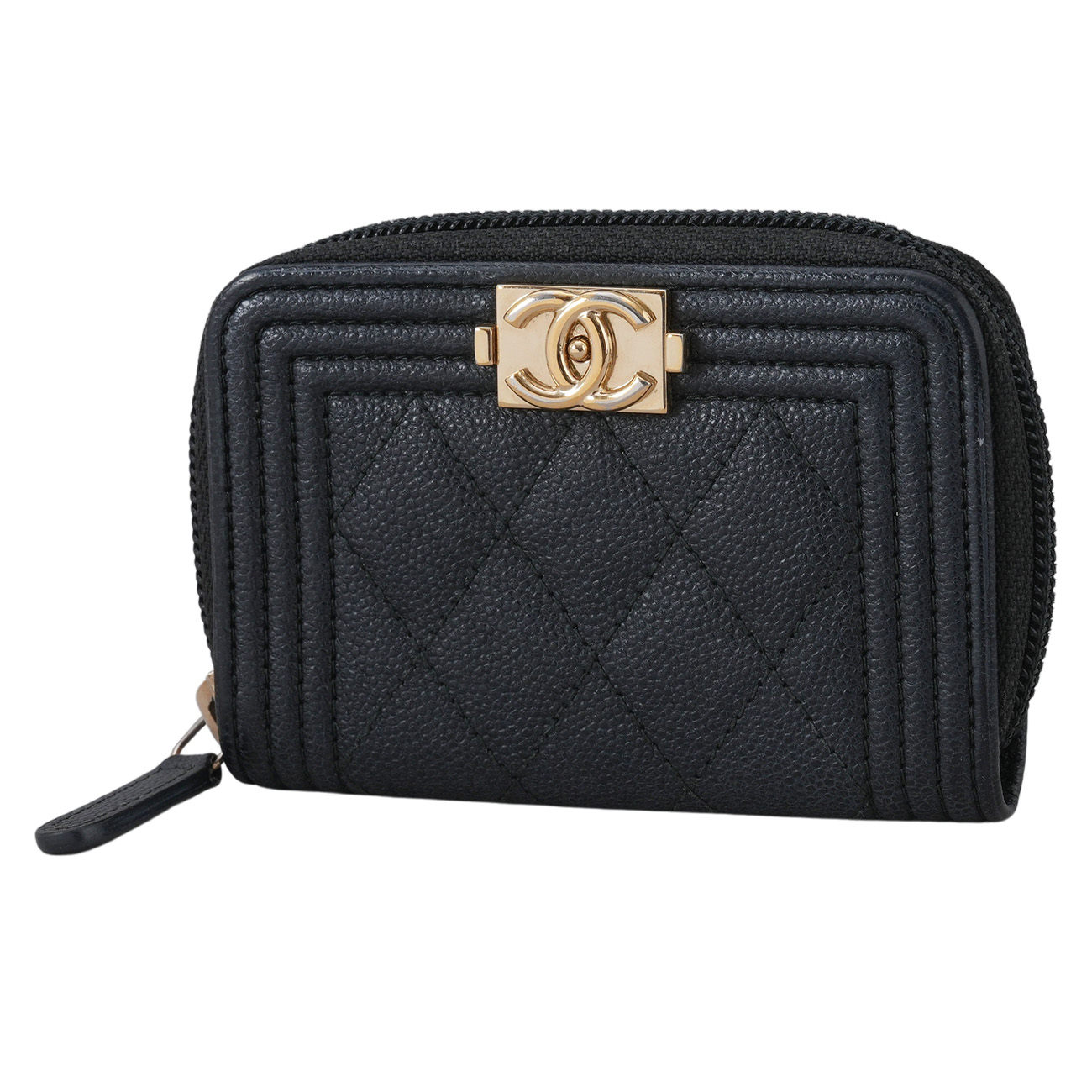 CHANEL(USED)샤넬 캐비어 보이샤넬 지퍼 카드지갑