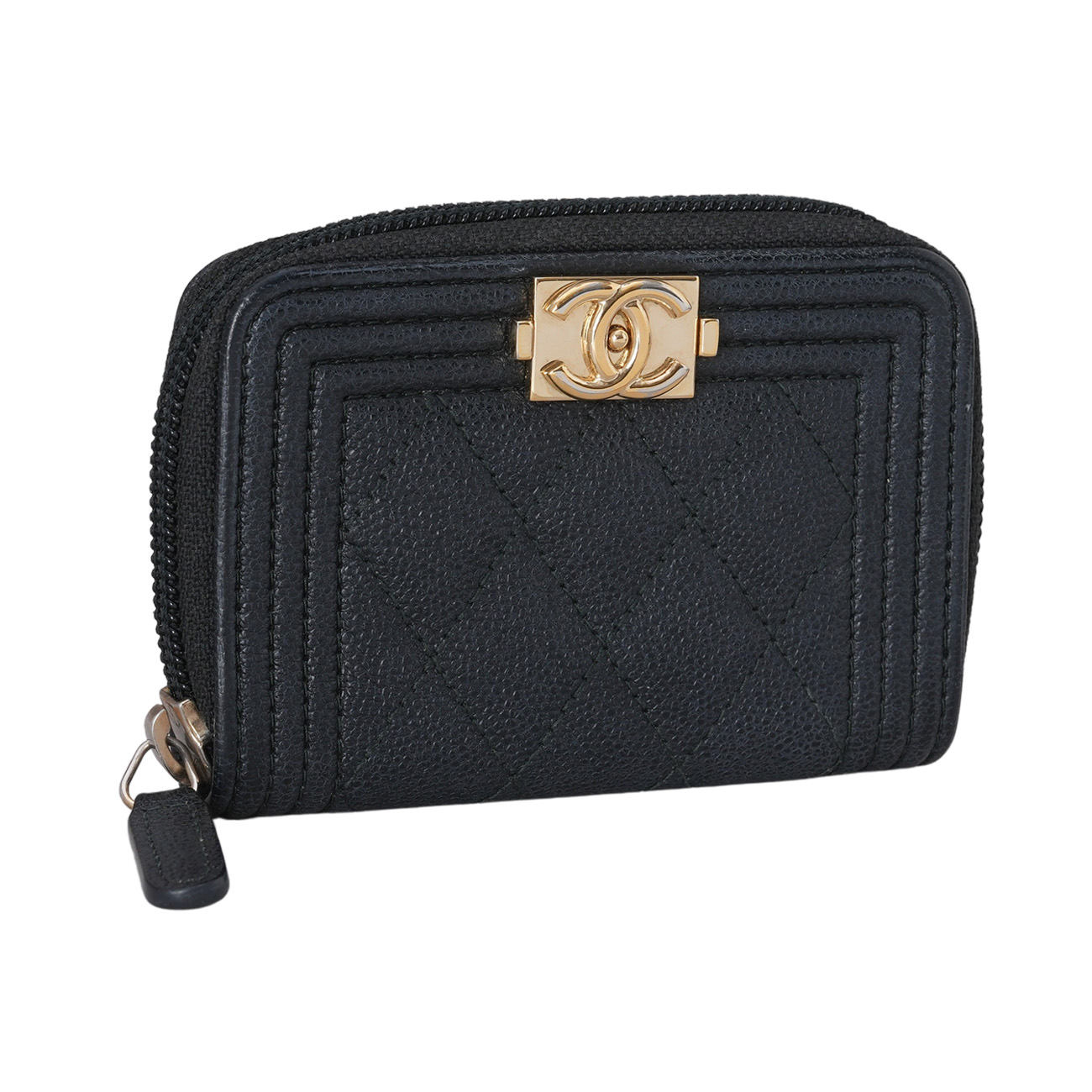 CHANEL(USED)샤넬 캐비어 보이샤넬 지퍼 카드지갑