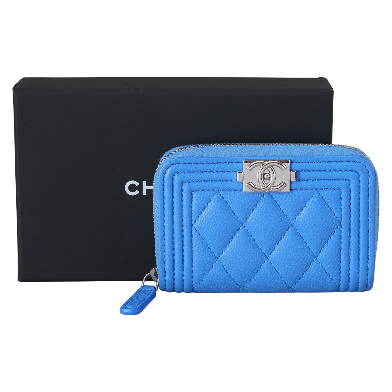 CHANEL(USED)샤넬 캐비어 보이샤넬 지퍼 카드지갑