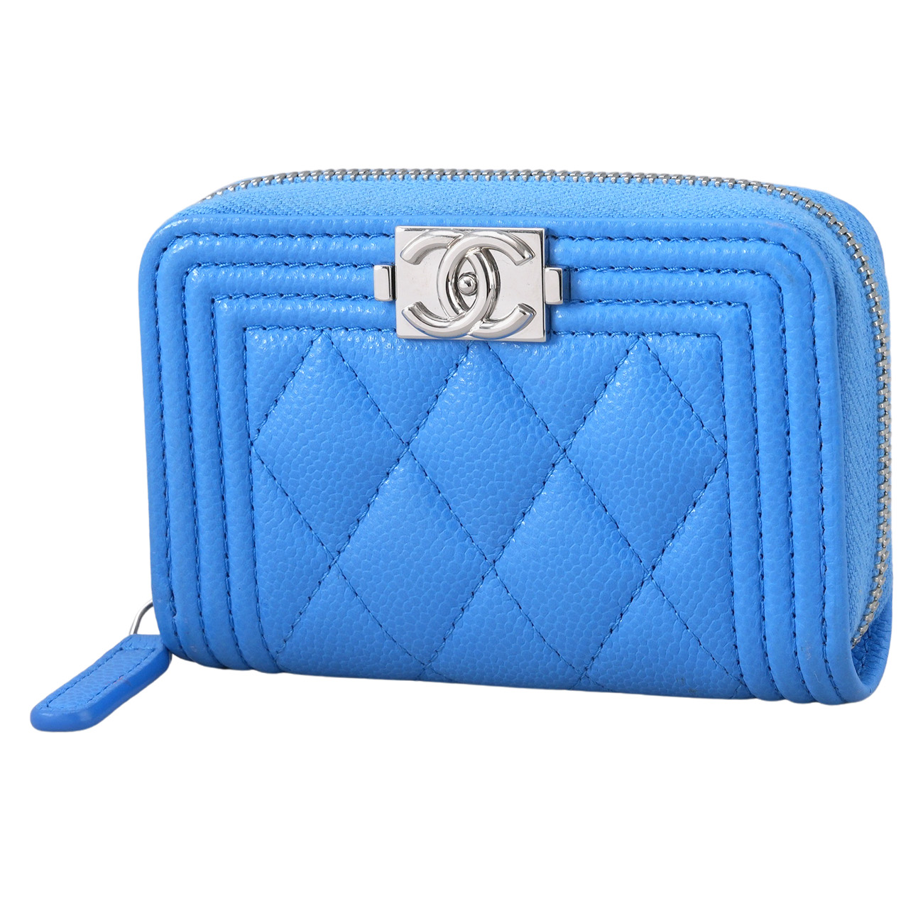 CHANEL(USED)샤넬 캐비어 보이샤넬 지퍼 카드지갑