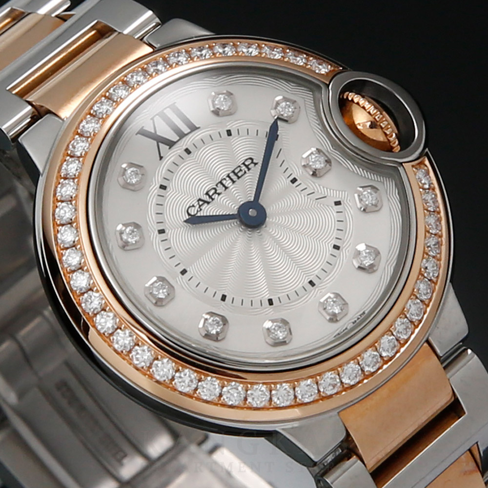 CARTIER(USED)까르띠에 발롱블루 28 다이아 콤비 W3BB0009