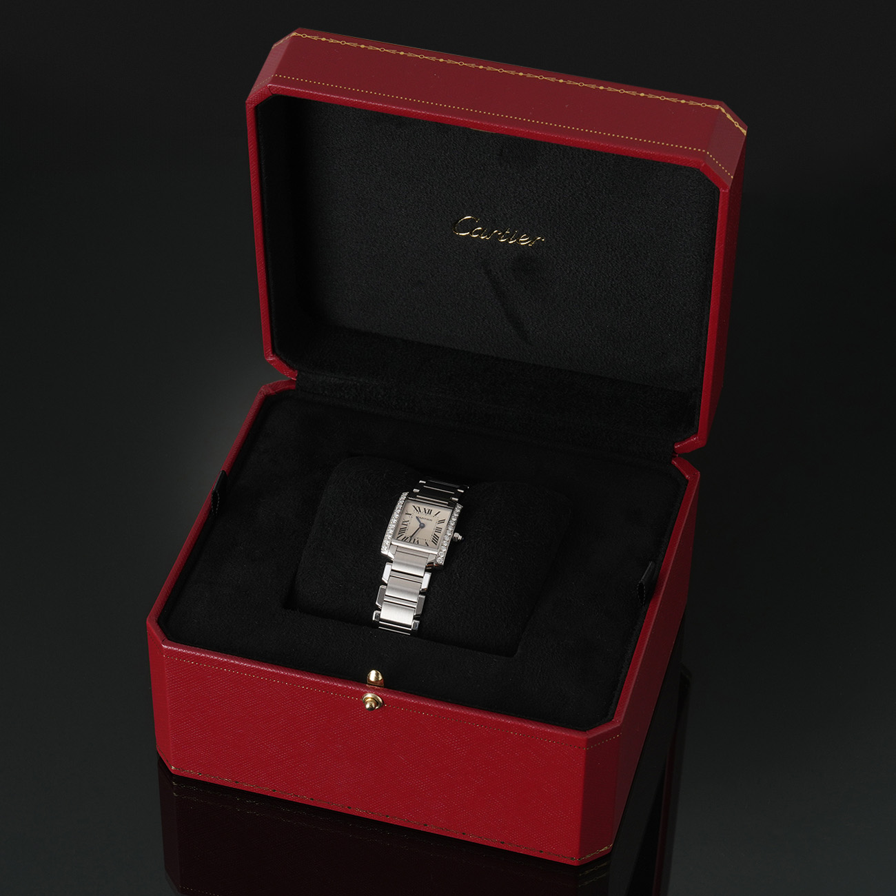 CARTIER(USED)까르띠에 탱크 프랑세즈 스몰 다이아베젤 W4TA0008
