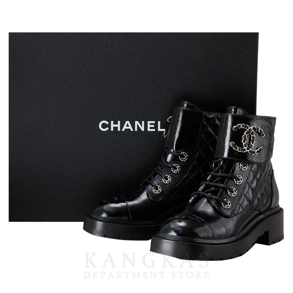 CHANEL(USED)샤넬 G36424 CC로고 퀼팅 레이스업 부츠