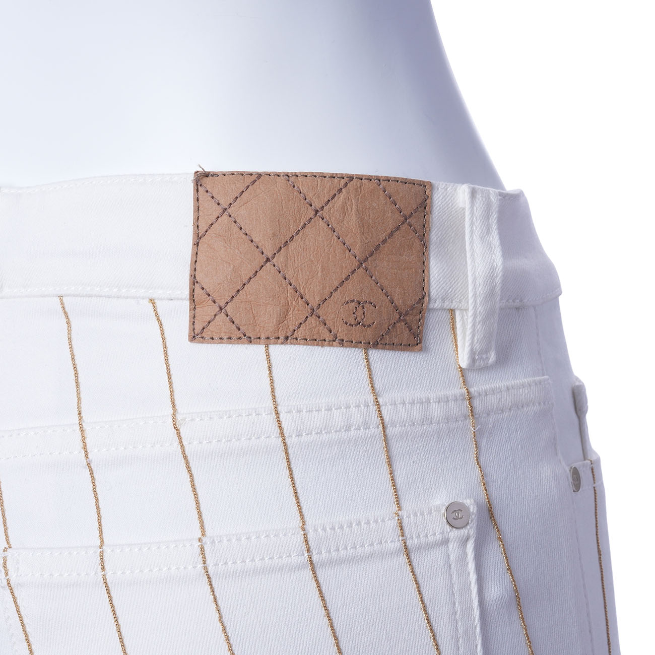 CHANEL(USED)샤넬 P63150 화이트 스키니 진 #36