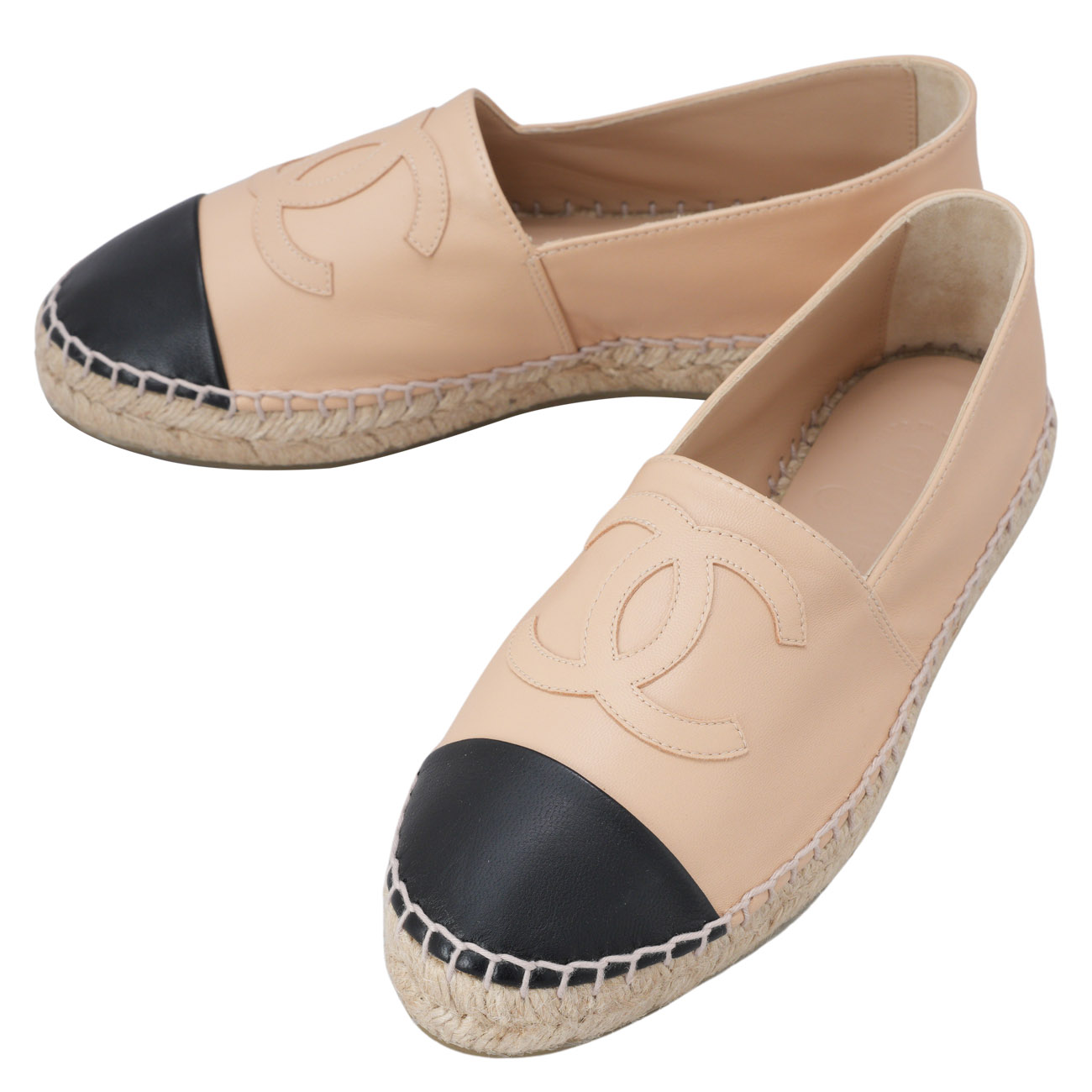CHANEL(USED)샤넬 G29762 CC로고 에스파듀 베이지블랙#38