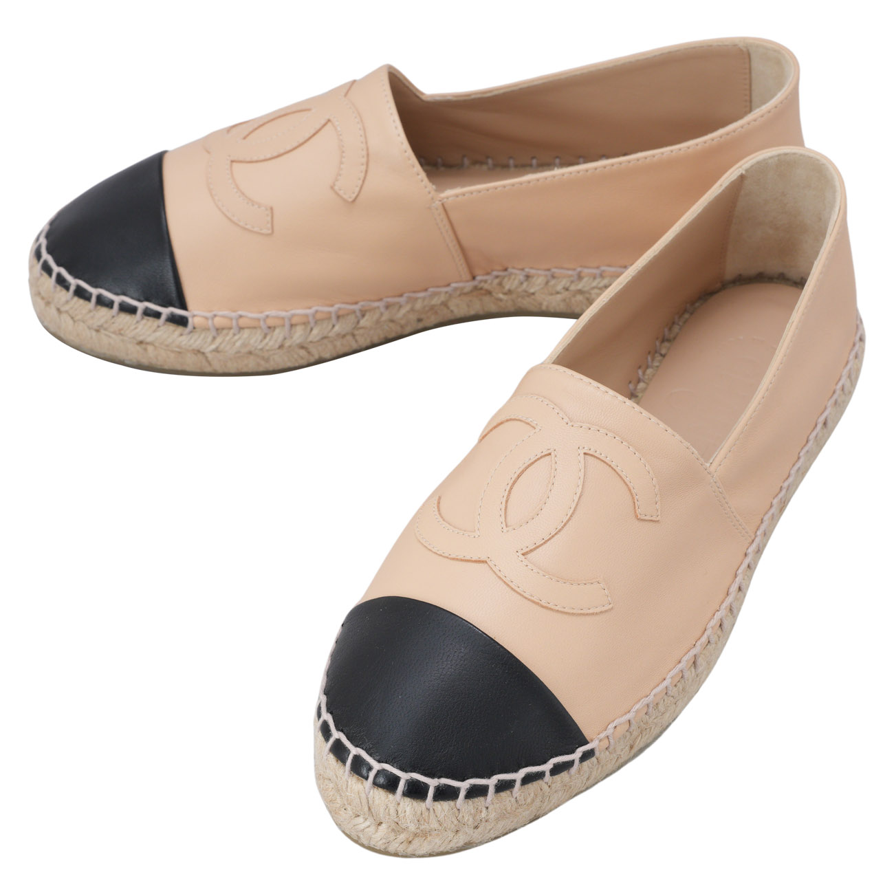 CHANEL(USED)샤넬 G29762 CC로고 에스파듀 베이지블랙#38