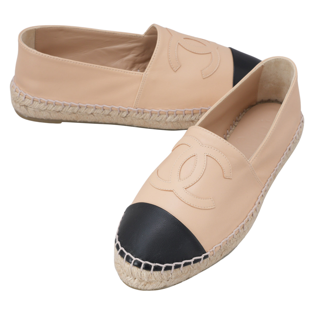 CHANEL(USED)샤넬 G29762 CC로고 에스파듀 베이지블랙#38