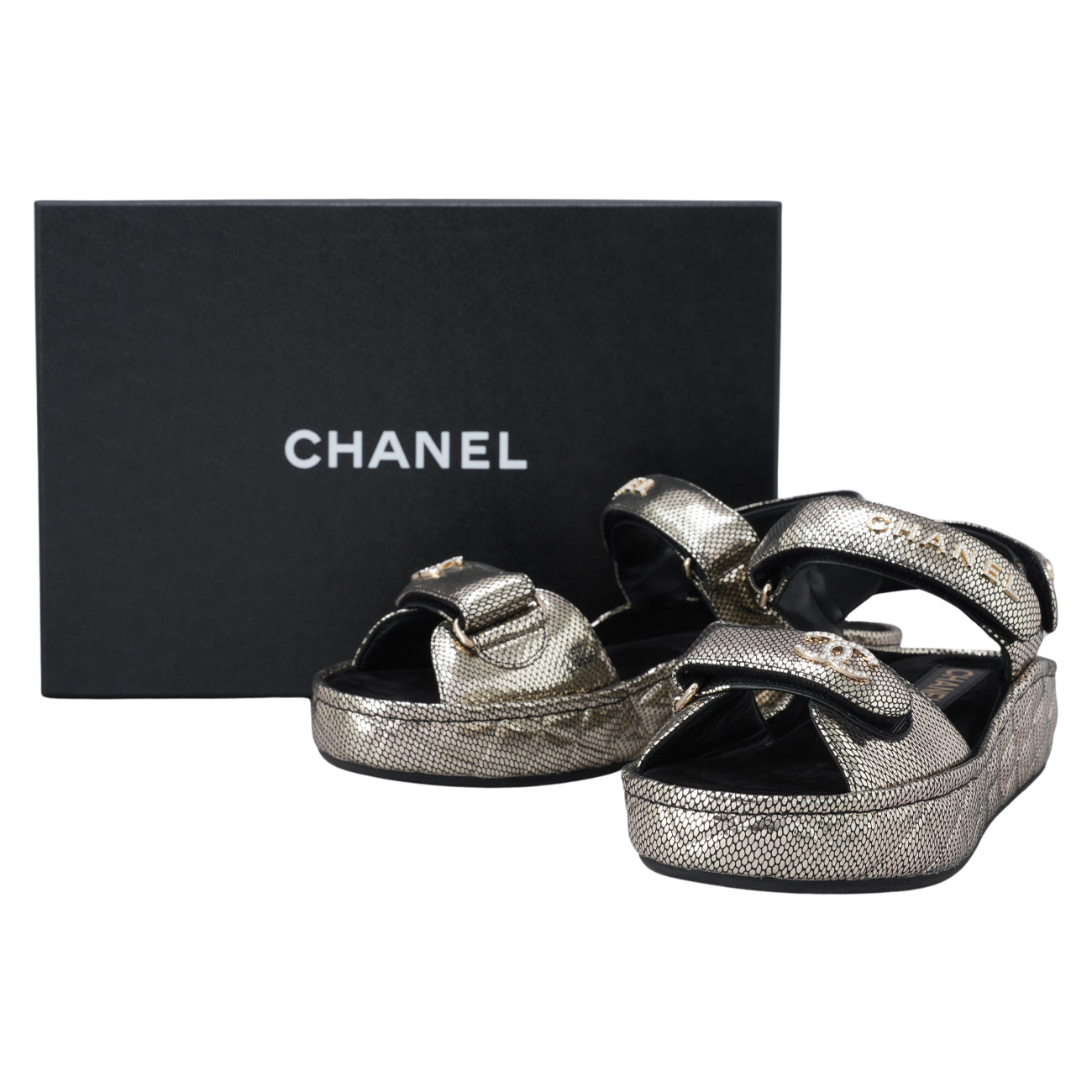 CHANEL(USED)샤넬 G37456 CC로고 퀼팅 벨크로 샌들 #37