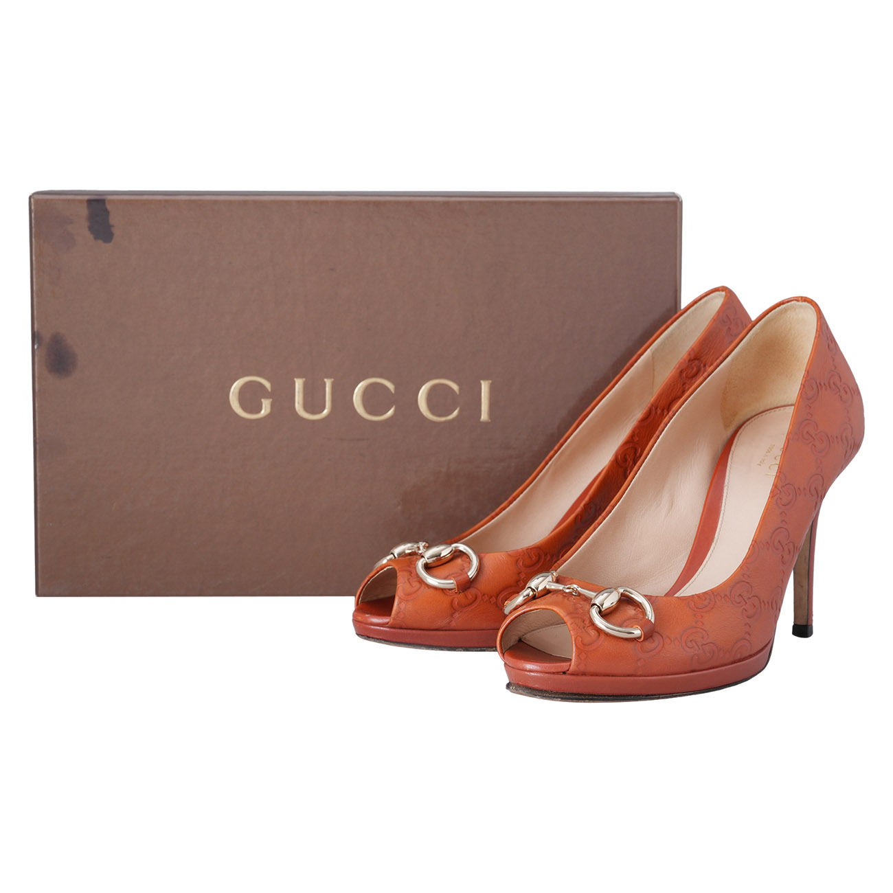 GUCCI(USED)구찌 시마 홀스빗 오픈토 펌프스 힐#36