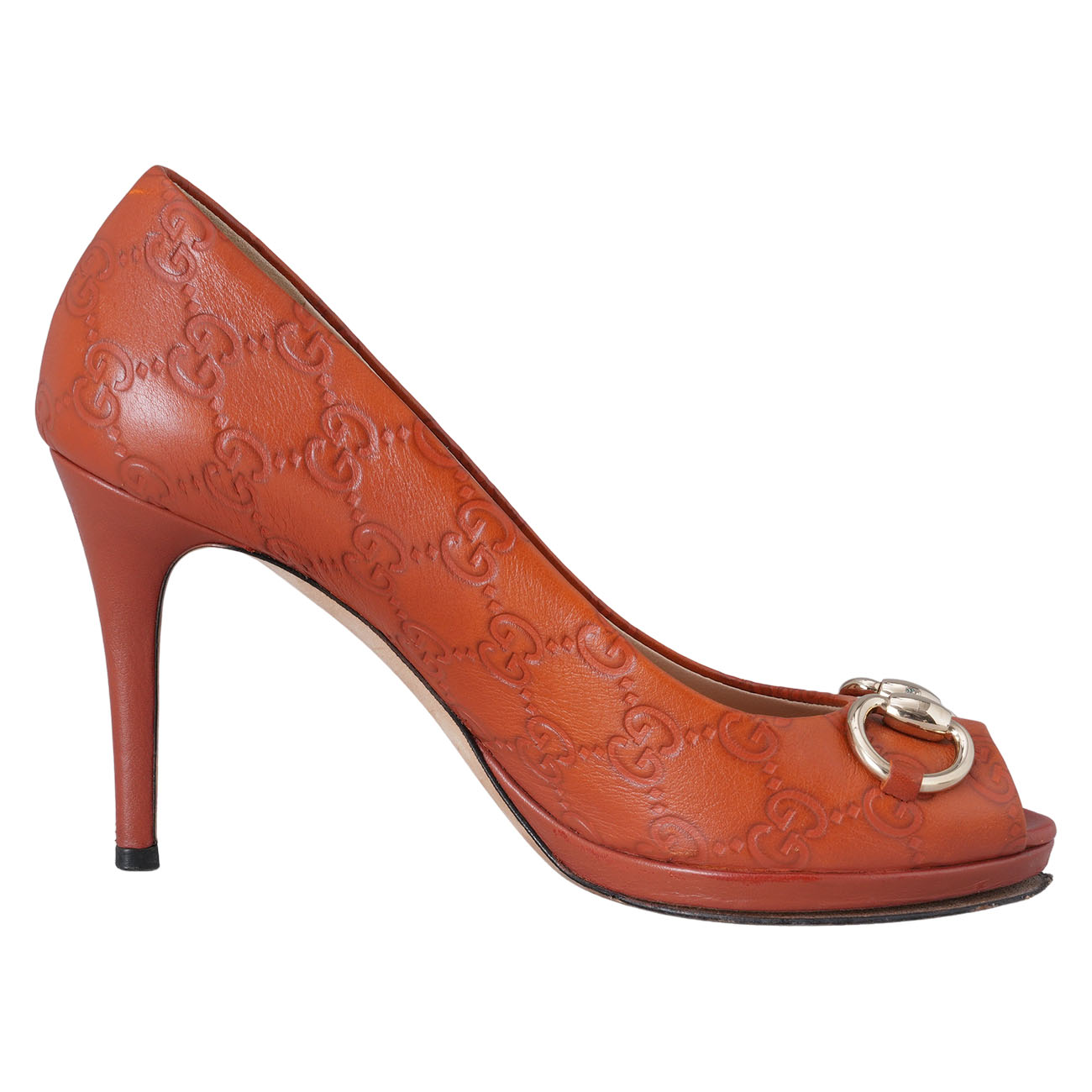 GUCCI(USED)구찌 시마 홀스빗 오픈토 펌프스 힐#36